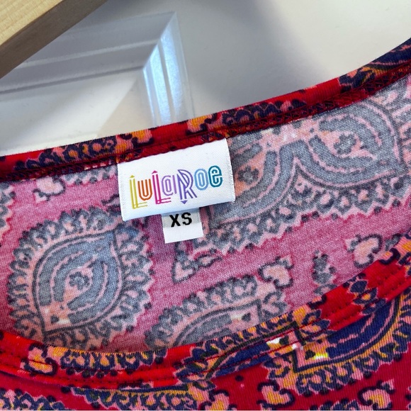 LuLaRoe Dress Jersey Soft geometric print red purple size XS - Picture 3 of 3
